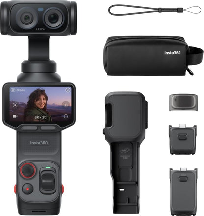 Insta360 Luna Ultra Endurance Bundle - 8K Vlogging Camera with Dual Leica Lenses, 12× Zoom, 1" Sensor, Detachable 2" Touchscreen, Triple AI Chip, Pocket Gimbal Camera for Vlog Photography