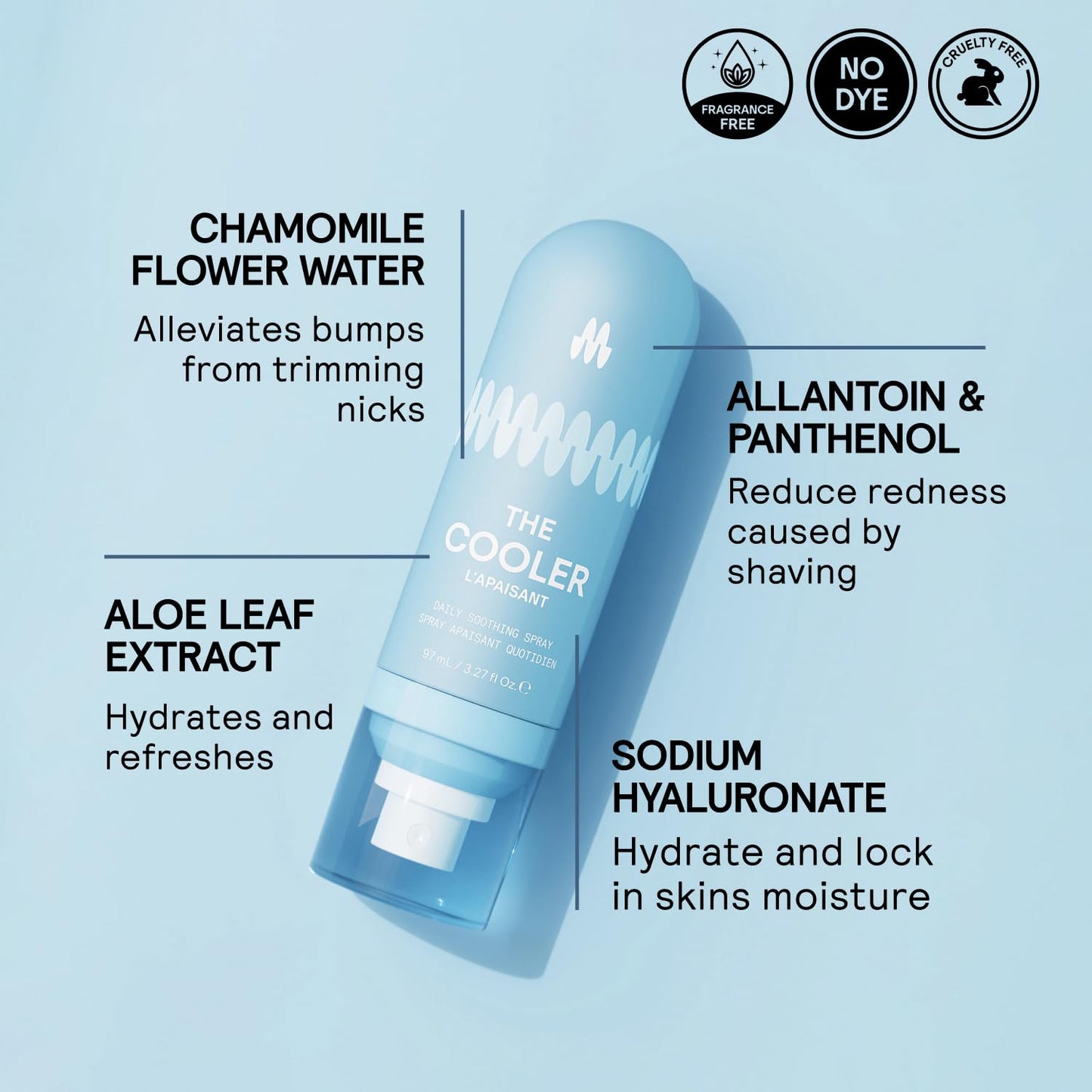 Meridian The Cooler Daily Soothing Spray, Intimate After Shave for Pubic & Bikini Area, Armpits, Healing Mist for Women & Men, Treats Redness, Razor Burn & Itchiness, Instant Cooling Effect