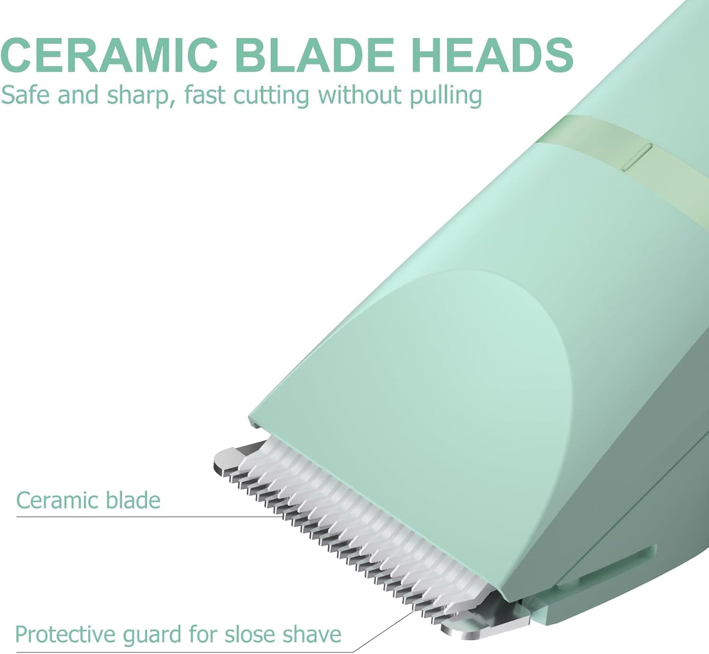 OLOV Electric Body Hair Trimmer - Groin Trimmer for Men - Bikini Trimmer Women - Wet/Dry Shaver Groomer, Replaceable Ceramic Blade Heads, USB Recharge Dock, Waterproof Hygiene Razor, Green