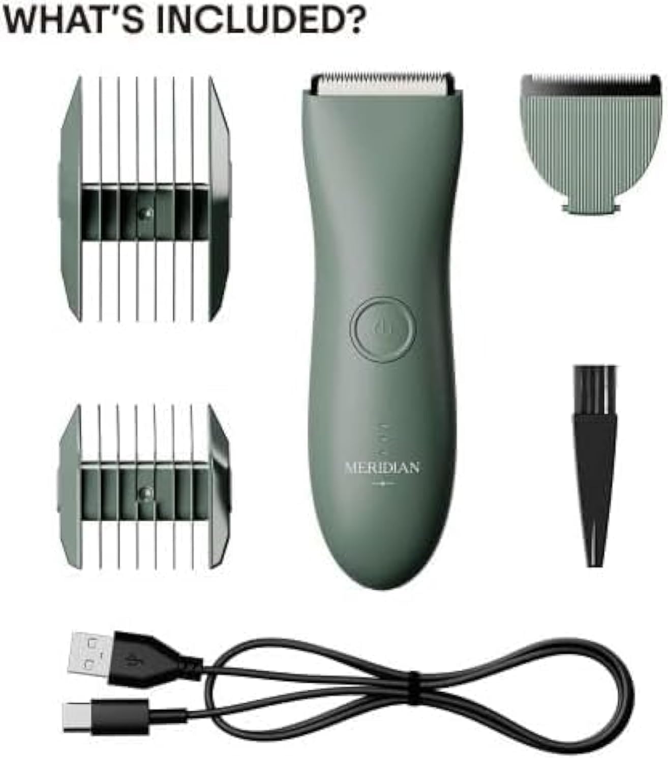 MERIDIAN - The Starter Package - Original Electric Body & Pubic Hair Trimmer Set, 1 Replacement Blade - Cordless, Waterproof, Rechargeable - for Men and Women - Easy & Pain-Free Grooming Kit - Sage