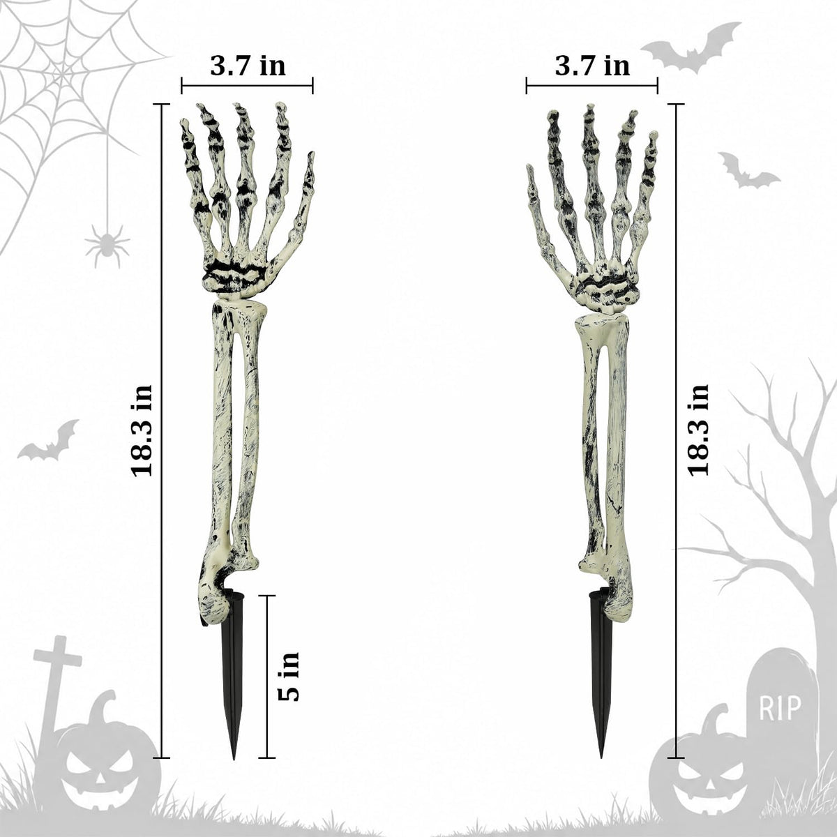 12PCS Realistic Skeleton Hands Stakes, Halloween Outdoor Yard Lawn Decor