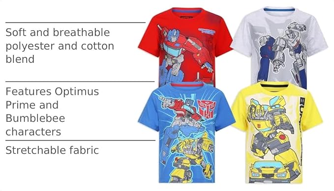 Transformers One Hasbro Boys 4 Pack Short Sleeve T-Shirt for Toddler and Big Kids