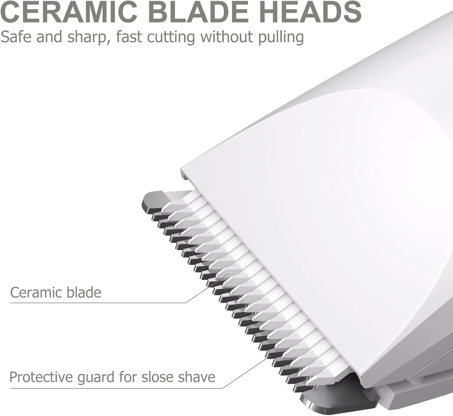 OLOV Electric Body Hair Trimmer - Groin Trimmer for Men - Bikini Trimmer Women - Wet/Dry Shaver Groomer, Replaceable Ceramic Blade Heads, USB Recharge Dock, Waterproof Hygiene Razor, White