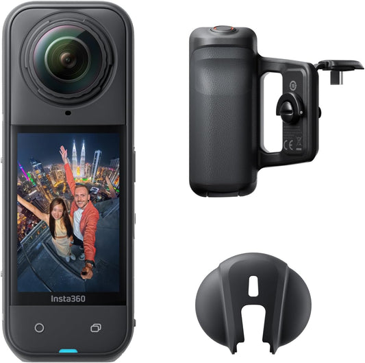 Insta360 X5 Photography Grip Bundle- Waterproof 8K 360 Camera, Leading Low Light, Invisible Selfie Stick Effect, Rugged and Replaceable Lens, 3-Hour Battery, Built-in Wind Guard, Stabilization