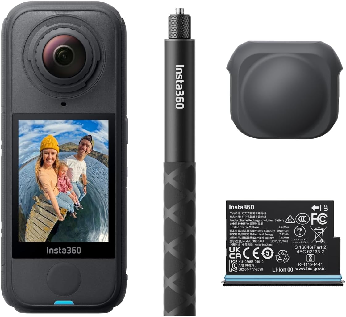 Insta360 X4 Air Starter Bundle - Lightweight 165g 8K 360 Camera, Invisible Selfie Stick, Replaceable Lenses, Shoot First & Frame Later, Built-in Wind Guard, FlowState Stabilization, AI-Powered App