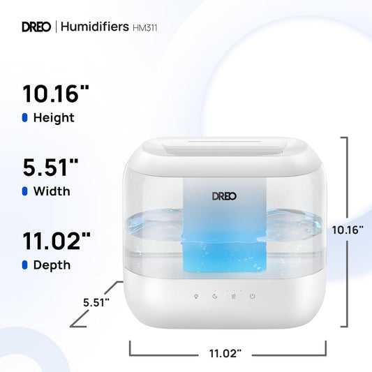 Humidifiers4L Top Fill for Large Room, 36H Runtime, 28 dB Quiet Supersized Cool Mist Air Indoor, Night Light, Easy to Clean & Fill - White