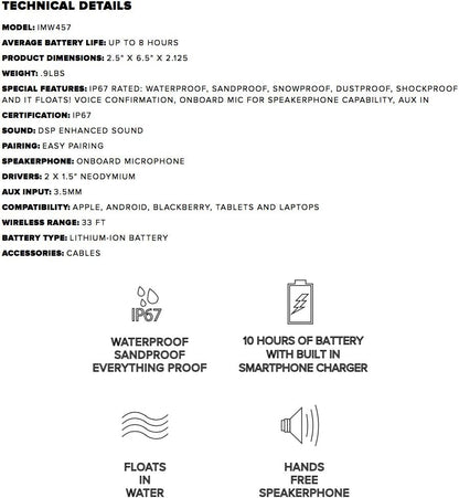 Altec Lansing Jacket H2O 2 - Waterdigte Bluetooth-luidspreker met 3.5mm Aux-poort, IP67 Gesertifiseer en Dryf in Water, Kompakte en Draagbare Luidspreker vir Reis en Buiteluggebruik, 8 Uur Speeltyd