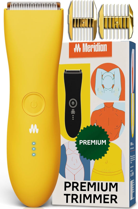 MERIDIAN The Trimmer Premium - Liggaamshaarsnyer & Elektriese Skeerapparaat vir Mans en Vroue vir Skaamhare, Bors, Bene & Bikinisone, Waterdig & Herlaaibaar, Sonkrag