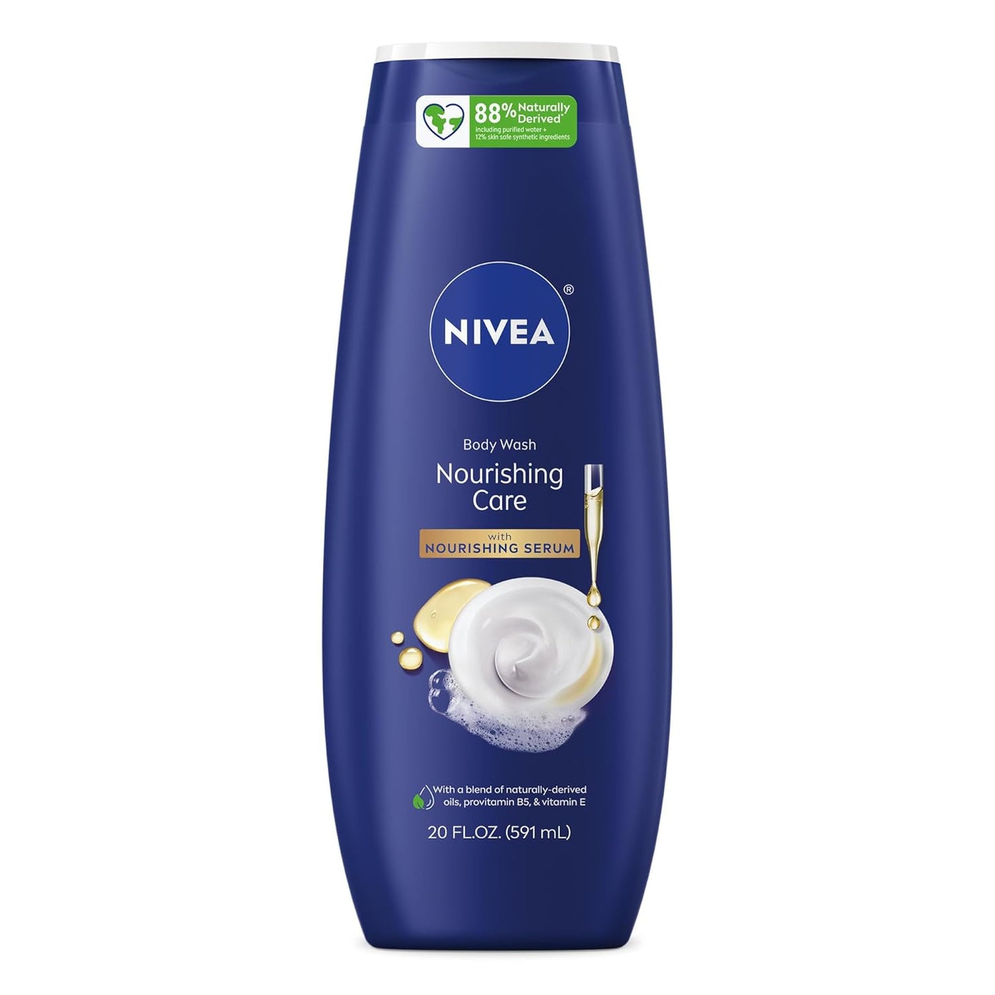 NIVEA Nourishing Care Body Wash with Nourishing Serum, Moisturizing Body Wash for Women, Enriched with Provitamin B5 and Vitamin E, 20 Fl Oz Bottle - 3PK