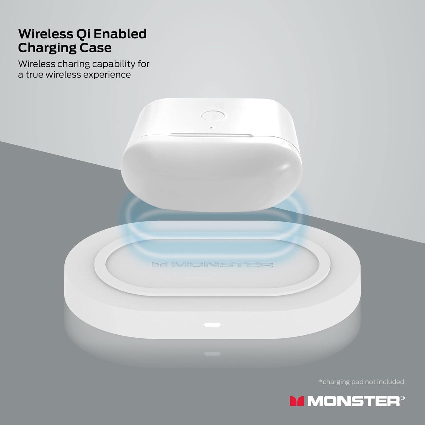 Monster Verse True Wireless Earbuds with Charging Case, Bluetooth 5.0 in-Ear Stereo Headphones, Built-in Mic for Clear Calls, USB-C Quick Charge (White)