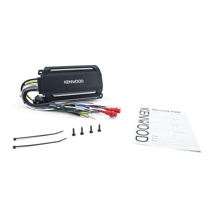 KENWOOD KAC-M5014 4-kanaal kompakte digitale versterker (600W) vir motors, marine, UTV- en motorsportvoertuie, soliede korrosiebestande aluminiumonderstel, IPX6, IPX7 & IP6X gesertifiseer en vibrasiebestand