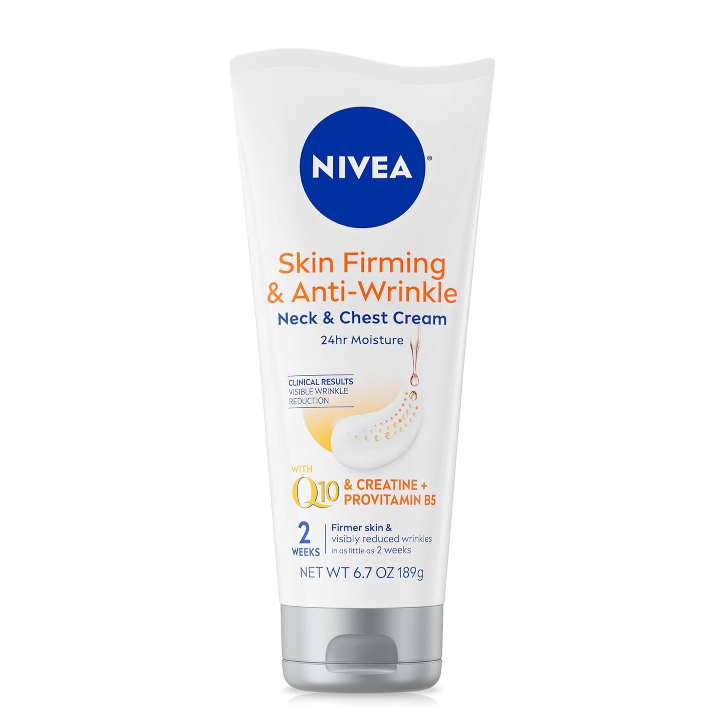 NIVEA Skin Firming & Anti Wrinkle Neck & Chest Cream with Coenzyme Q10, Creatine and Provitamin B5, Skin Firming Cream Reduces the Look of Fine Lines and Wrinkles, 6.7 Oz -1 Tube