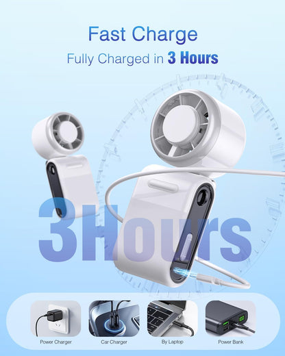 Mini Draagbare Handheld Turbo Waaier 5-Spoed Herlaaibaar - Wit
