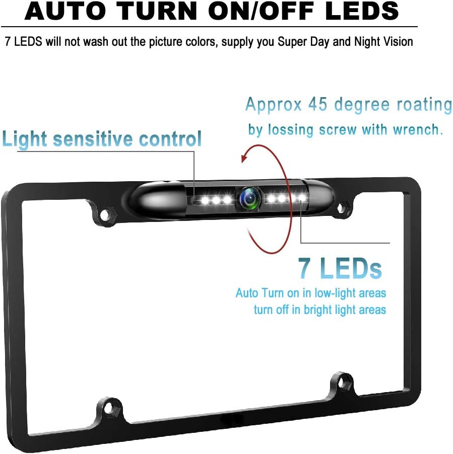 Nommerplaat Rugsteunkamera HD Voorkant Agterkyk Terugry Kamera met 7 LED Nag