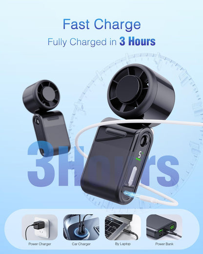 Mini Draagbare Handheld Turbo Fan 5-Spoed Herlaaibaar - Swart