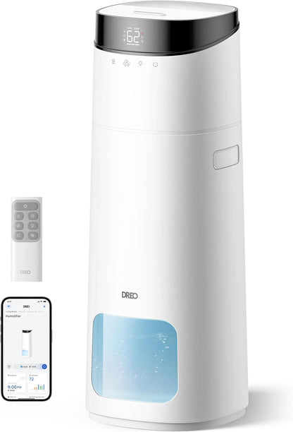 16L Slim Bevochtiger Groot Kamer 1000 vt², 130H Kouemis Lugbevochtigers Bo-vul, Afstandbeheer/Raak/Stem & APP-beheer, Selfreinigende Tenk, 30dB, RGB Lig - Wit