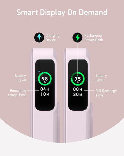 MagGo Power Bank, Qi2 Certified 15W Ultra-Fast MagSafe-Compatible Portable Charger, 10,000mAh Battery Pack with Smart Display and Foldable Stand - Violet