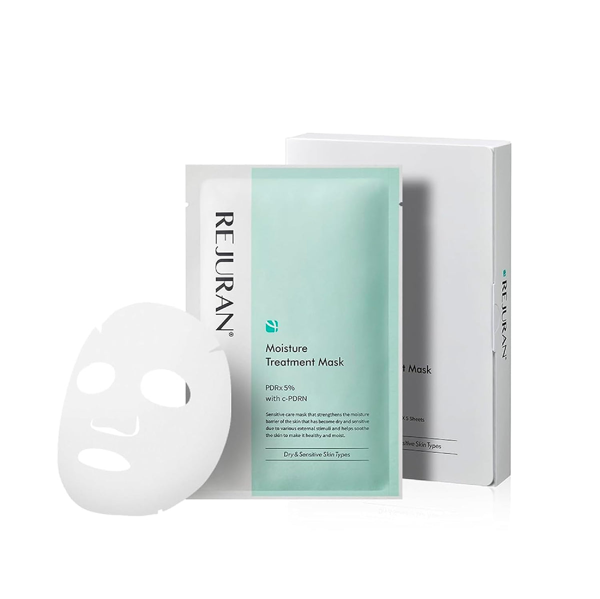 REJURAN Moisture Treatment Mask, c-PDRN® Hydrating Face Mask, 5 Count
