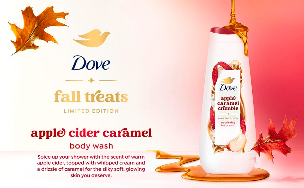 Dove Limited Edition Holiday Treats Body Wash for Deep Nourishment Apple Cider Carmel - 20 oz (Pack of 2)