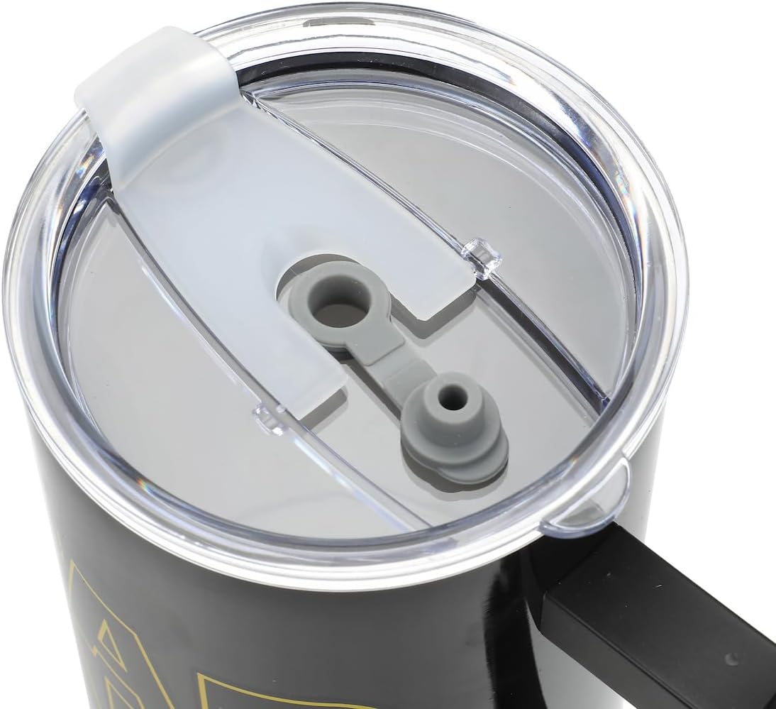 Insulated Stainless Steel Tumbler w/ Reusable Straw & Leak-Proof Lid Easy Carry Handle 40oz (Black)