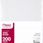 Mead Loose Leaf Paper, Wide Ruled Filler Notebook Paper, 8" x 10-1/2", 200 Sheets, Fits 3-Ring Binder (Pack of 2)
