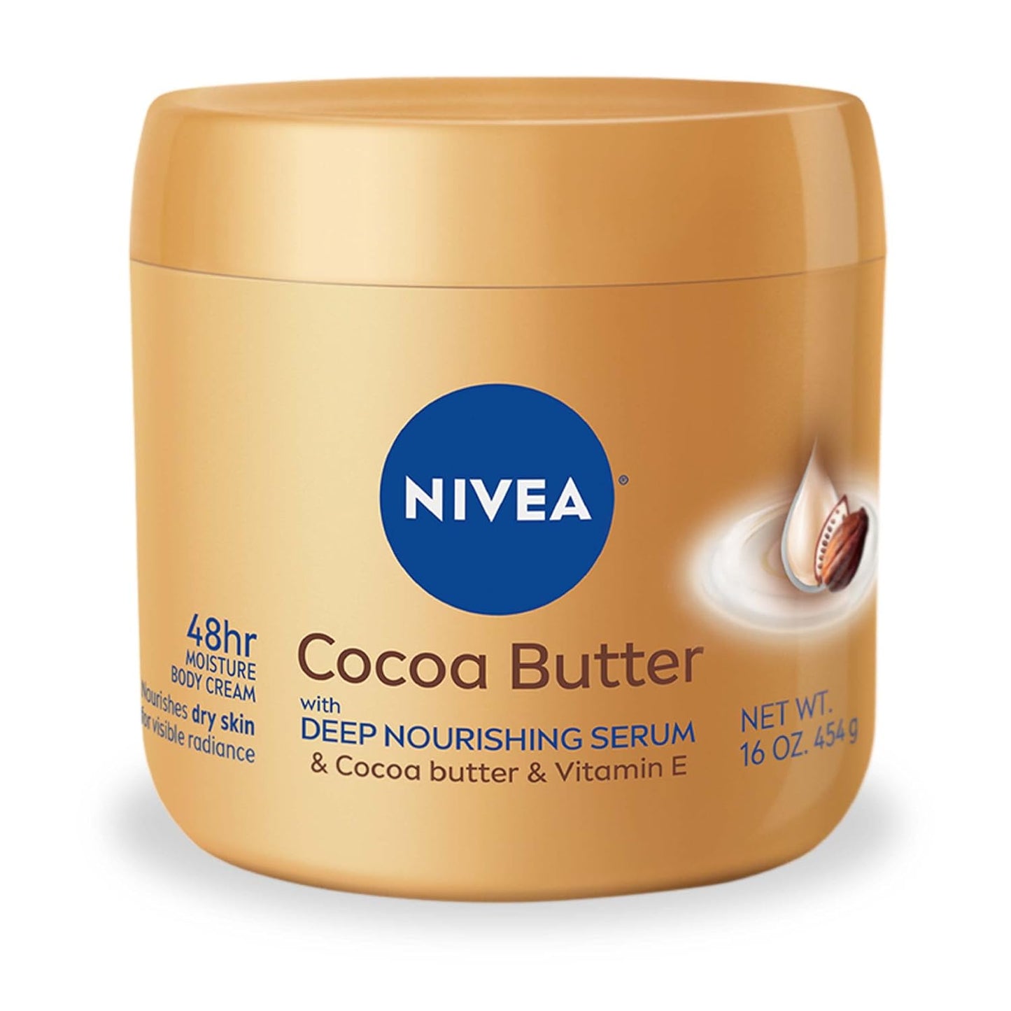 NIVEA Cocoa Butter Body Cream with Deep Nourishing Serum, Cocoa Butter Cream for Dry Skin, 16 Ounce Jar - 3PK