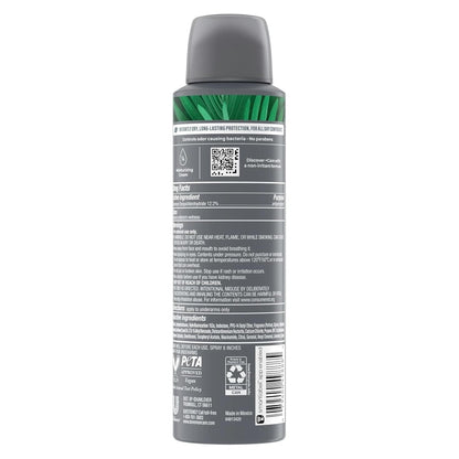 DOVE MEN + CARE Dry Spray Antiperspirant Coastal Cedar 4 Count 72H Protection with a Plant-Based Moisturizer 3.8 oz (Pack of 4)