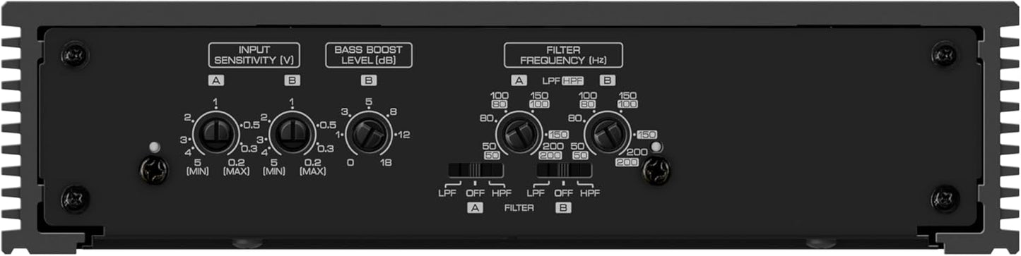 KENWOOD eXcelon X303-4 Klas D 4-Kanaal Kragversterker – Hoëprestasie 600W Kompakte Versterker met Verstelbare Kontroles, Uitstekende Klankhelderheid, en Gevorderde Beskerming