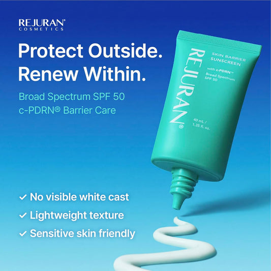 Skin Barrier Sunscreen SPF 50, c-PDRN® Daily Sunscreen, UV Protection & Skin Barrier Support, No White Cast, Lightweight Hydration, Fragrance-Free & Radiant Glow - (1.35 fl oz)