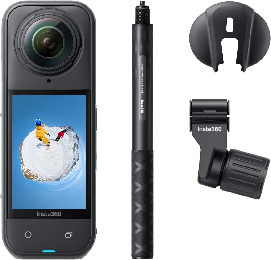 Insta360 X5 Ski Bundle - Waterproof 8K 360 Camera, Invisible Selfie Stick Effect, Leading Low Light, Rugged & Replaceable Lens, 3-Hour Battery, Clear Audio, Stabilization