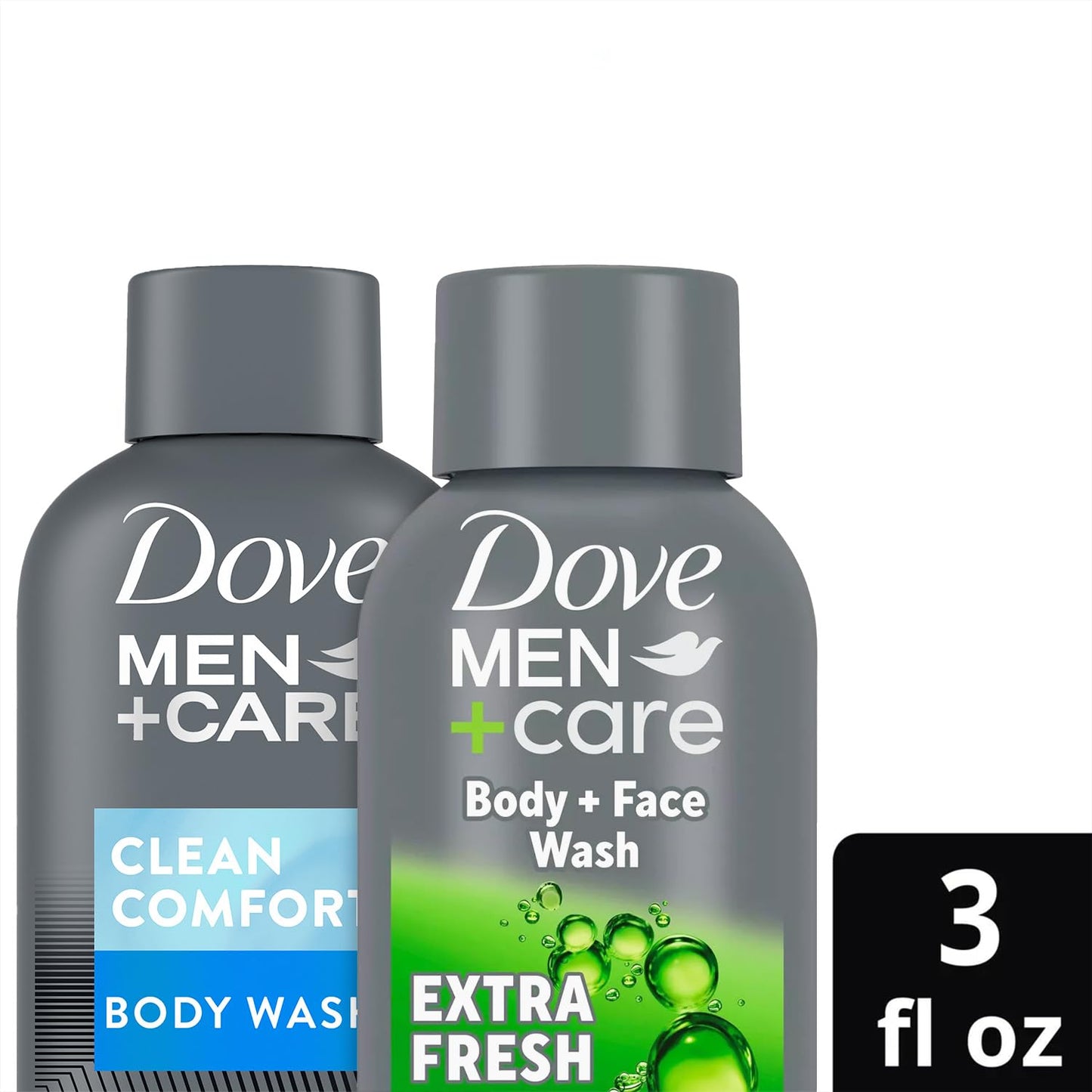 Dove Men+Care Body & Face Wash Variety  Extra Fresh + Clean Comfort, Travel Essentials, 3 Oz (Pack of 2)