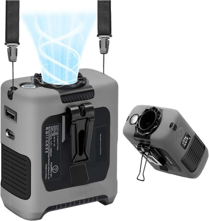 10000mAh Draagbare Middellyfwaaier met Flitslig - 5 Spoed - Grys