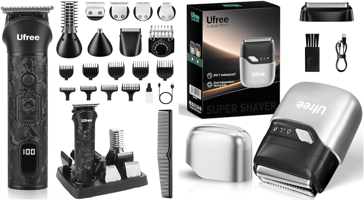 Beard Trimmer for Men, Foil Shaver with 2 Foil Heads, IPX7 Waterproof Electric Shaver, Wet Dry Cordless Razor