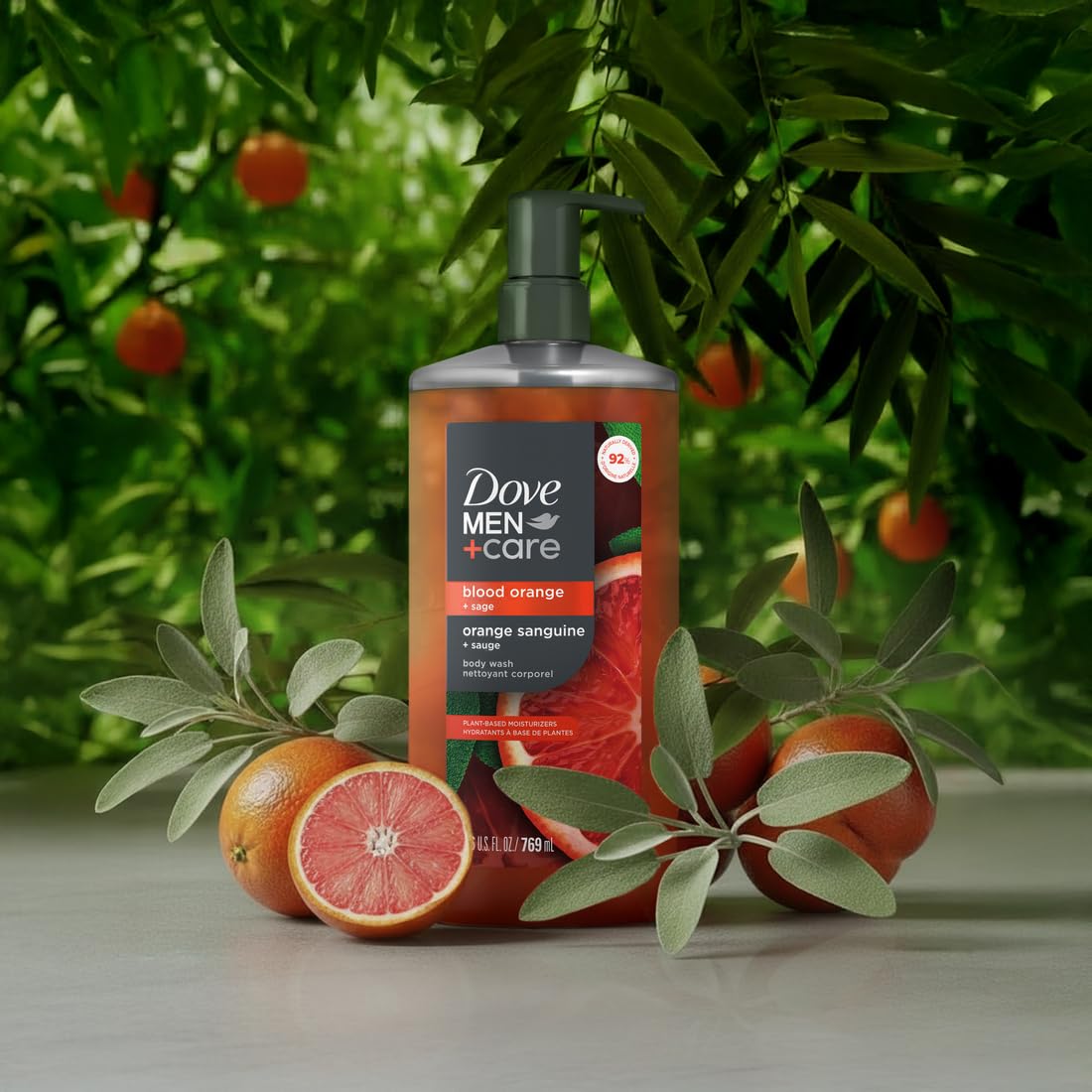 DOVE MEN CARE Body Wash with Plant-Based Cleansers and Moisturizers (26 fl oz) - Bood Orange +Sage (2PK)