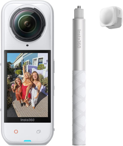 Insta360 X5 Get-Set Bundle Satin White - Waterproof 8K 360° Action Camera, Leading Low Light, Invisible Selfie Stick Effect, Rugged and Replaceable Lens, 3-Hour Battery, Built-in Wind Guard