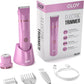 OLOV Electric Body Hair Trimmer - Groin Trimmer for Men - Bikini Trimmer Women - Wet/Dry Shaver Groomer, Replaceable Ceramic Blade Heads, USB Recharge Dock, Waterproof Hygiene Razor, Pink