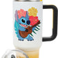 Insulated Stainless Steel Tumbler w/ Reusable Straw & Leak-Proof Lid Easy Carry Handle 40oz (Stitch)