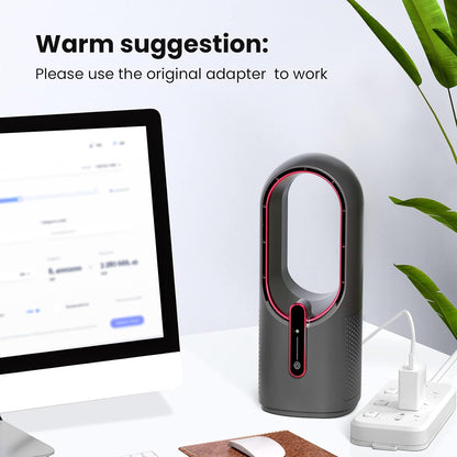 Desk Fan Bladeless, 11.8 Inch Office Fan Small, Quiet, 3 Speed Adjustment, Touch Control, Easy to Clean, Desk Fans Small Quiet, Ideal for Office, Living Room, Bedroom  - Gray/Red