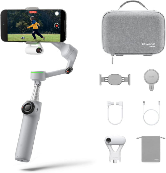 Insta360 Flow 2 Pro Phone Gimbal Stabilizer for iPhone & Android, AI Phone Gimbal, Phone Stabilizer for Travel & Vlogs, Phone Stabilizer for Videos, YouTube, TikTok - Ultimate Creator Bundle Grey