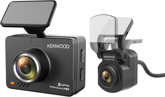 KENWOOD DRV-A510WDP Dash Cam Voorkant en Agterkant met GPS, Vol-HD Dash-kamera vir Motors, Vragmotors en RV's, Bluetooth- en WiFi-ondersteuning, Lusopname, G-sensor, Bewegingsbespeuring