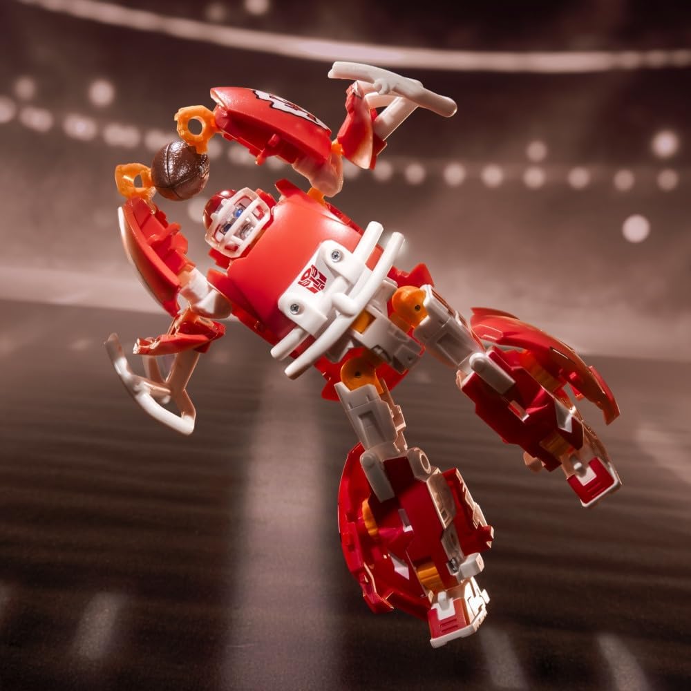 Transformers NFL Kansas City Chiefs KC-59, 5.5-Inch Action Figure Changes from Robot to Helmet, Football Toys for Ages 8+