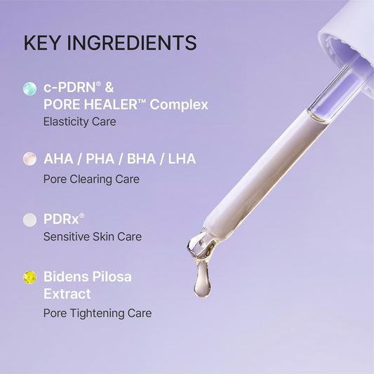 Pore Tightening Ampoule, 4-Step Pore & Texture Care with PDRx 5%, c-PDRN® 0.5%, AHA, PHA, BHA & LHA, Korean Skincare 0.5%, (1.01 fl oz)