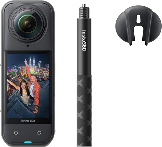 Insta360 X5 Get-Set Bundle - Waterproof 8K 360° Action Camera, Leading Low Light, Invisible Selfie Stick Effect, Rugged and Replaceable Lens, 3-Hour Battery, Built-in Wind Guard, Stabilization