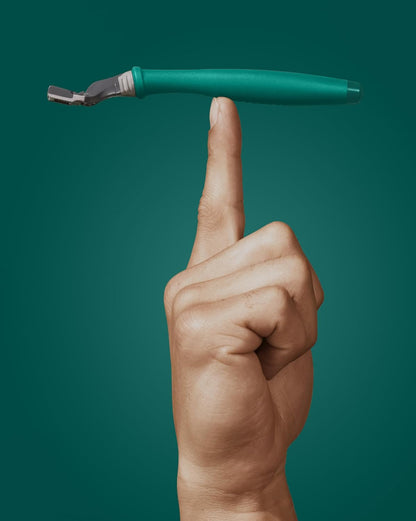 Razor Handle and Blade Cartridge- German Engineered Blades (Tropical Green)