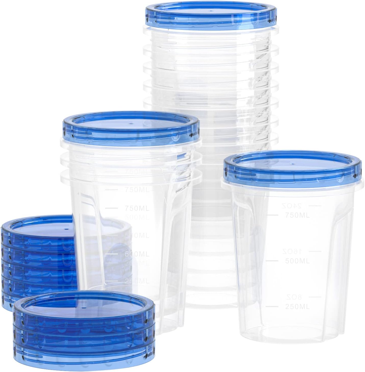 Herbruikbare Sopbakke met Lugdigte Draaideksels, Veelsydige BPA-vrye Plastiekbakke vir Roomys, Middagete, Oorskiet, Mikrogolf-, Skottelgoedwasser- en Vrieskasssveilig [12 Stuks-946 ml]