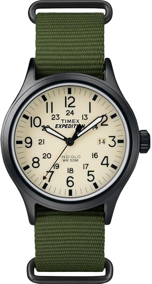 Timex Expedition Scout 40mm Analooghorlosie vir Mans | Liggewende Wyserarms | Duursame Gemaklike Verstelbare Band | 24 Uur Tyd | Robuuste Buitehorlosie | 50M Waterweerstand