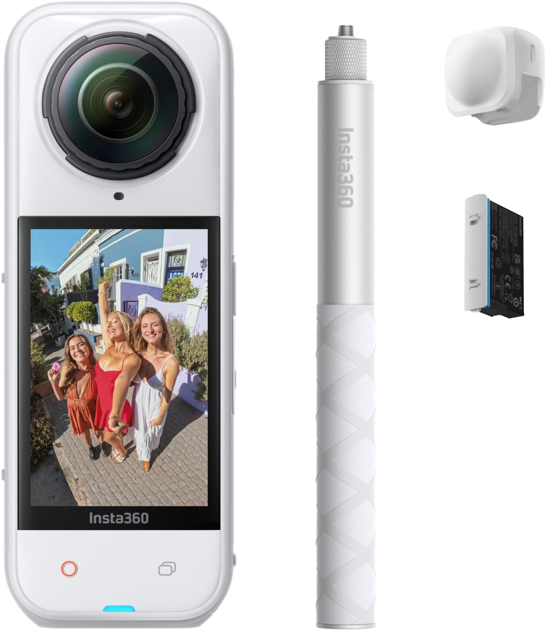 Insta360 X5 Starter Bundle Satin White - Waterproof 8K 360° Action Camera, Leading Low Light, Invisible Selfie Stick Effect, Rugged & Replaceable Lens, 3-Hour Battery, Clear Audio, Stabilization