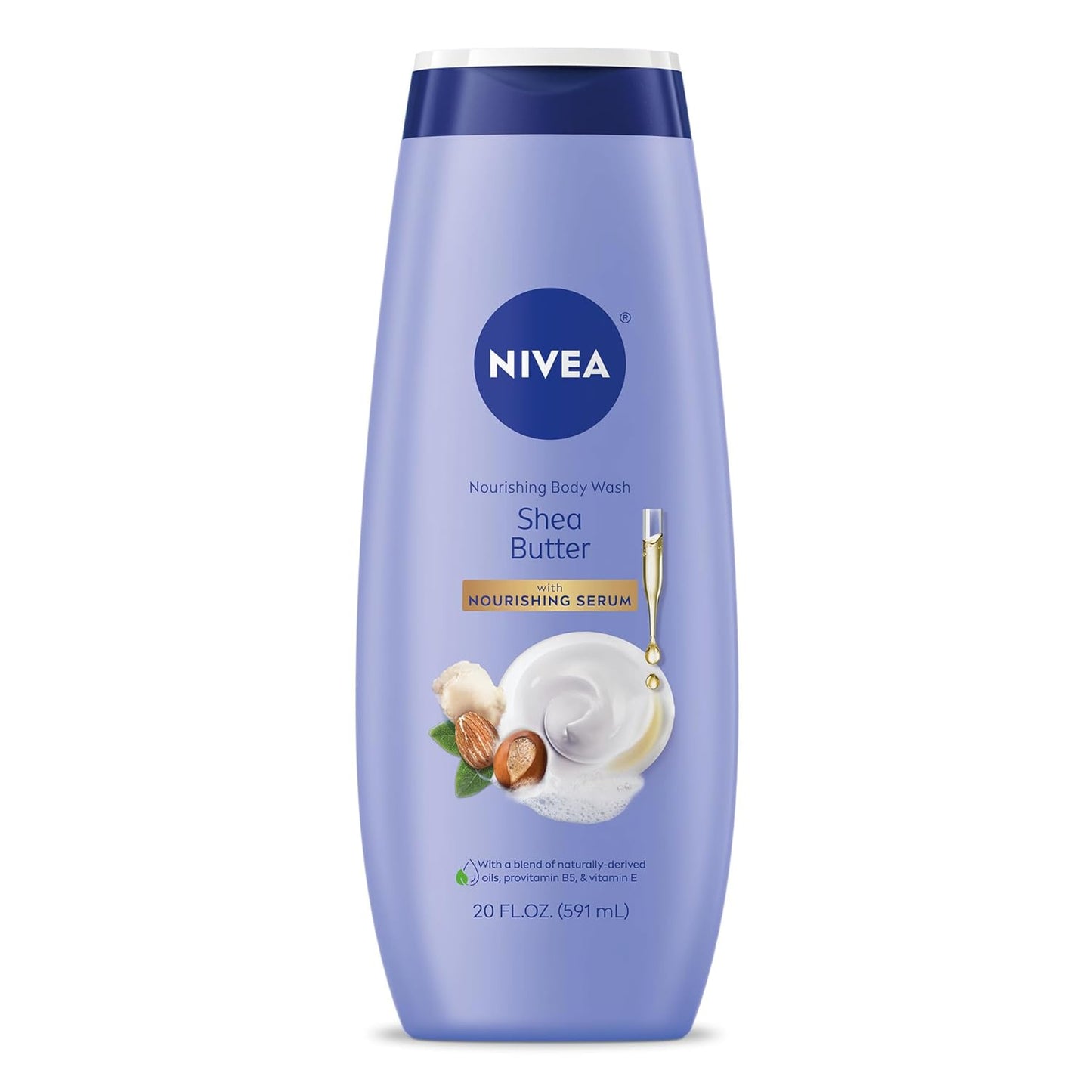 NIVEA Nourishing Shea Butter Body Wash with Nourishing Serum, Moisturizing Body Wash for Women, Enriched Provitamin B5 and Vitamin E, 20 Fl Oz Bottle - 3PK