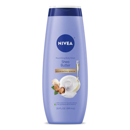 NIVEA Nourishing Shea Butter Body Wash with Nourishing Serum, Moisturizing Body Wash for Women, Enriched Provitamin B5 and Vitamin E, 20 Fl Oz Bottle - 3PK