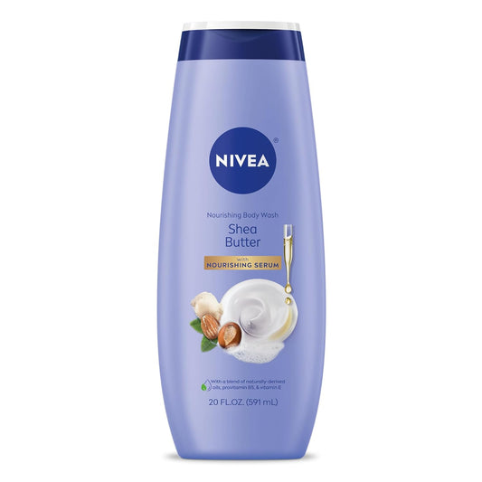 NIVEA Voedende Shea Botter Liggaamswas met Voedende Serum, Bevogtigende Liggaamswas vir Vroue, Verryk met Provitamine B5 en Vitamine E, 591ml Bottel - 3PK